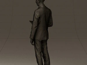 man in blue suit with tablet 0595 3d print ready 3D Print Model