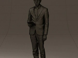man in blue suit with tablet 0595 3d print ready 3D Print Model