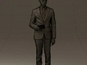 man in blue suit with tablet 0595 3d print ready 3D Print Model