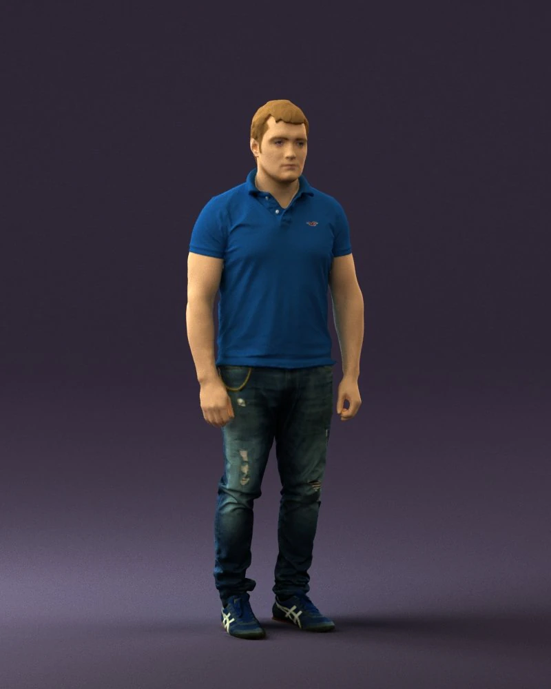 man in blue polo jeans 0599 3d print ready 3D Print Model .c4d .max .obj .3ds .fbx .stl .blend 