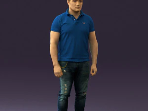 穿蓝色 Polo 牛仔裤的男人 0599 3D 打印就绪 3D 打印模型