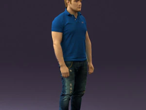 man in blue polo jeans 0599 3d print ready 3D Print Model
