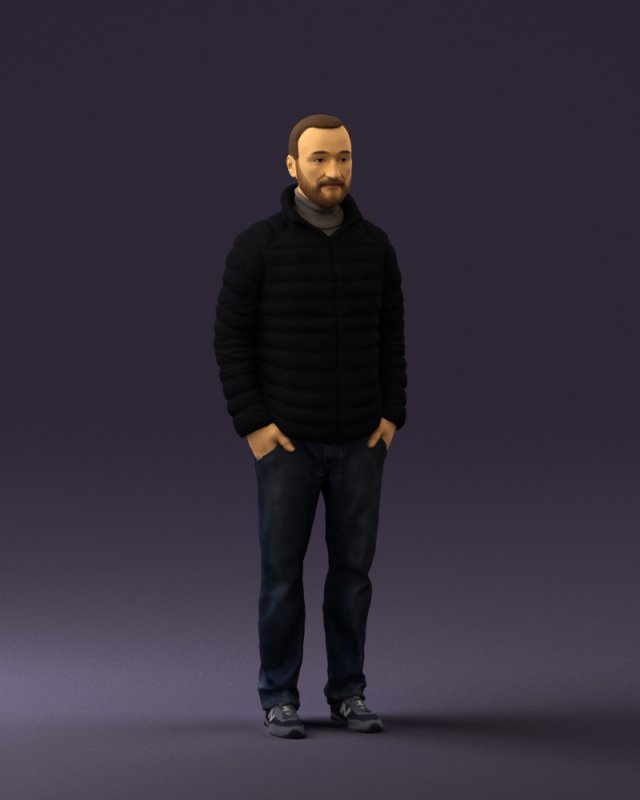 man with beard in dark blue jacket 0601 Modelo 3D .c4d .max .obj .3ds .fbx .stl .blend 