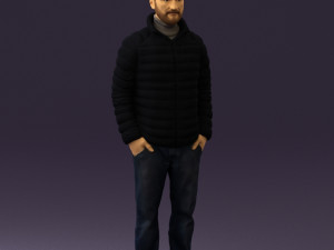man with beard in dark blue jacket 0601 3Dモデル