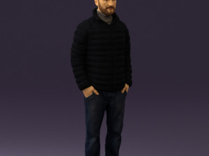 man with beard in dark blue jacket 0601 Modelo 3D