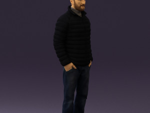 man with beard in dark blue jacket 0601 Modelo 3D