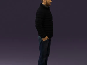 man with beard in dark blue jacket 0601 3D Model