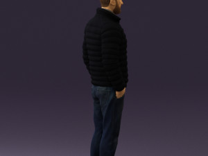 man with beard in dark blue jacket 0601 Modelo 3D