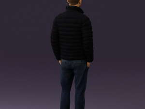 man with beard in dark blue jacket 0601 Modelo 3D