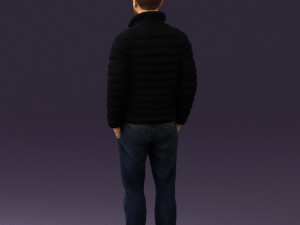man with beard in dark blue jacket 0601 Modelo 3D