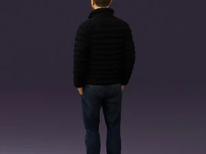 man with beard in dark blue jacket 0601 3D Model