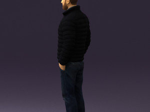 man with beard in dark blue jacket 0601 Modelo 3D