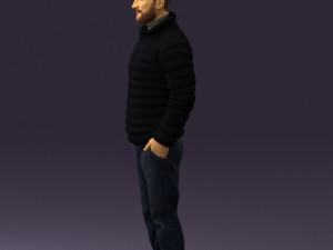 man with beard in dark blue jacket 0601 Modelo 3D