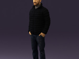 man with beard in dark blue jacket 0601 Modelo 3D