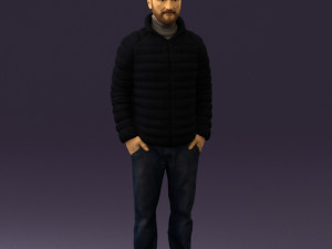 man with beard in dark blue jacket 0601 Modelo 3D