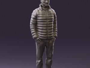 man with beard in dark blue jacket 0601 Modelo 3D