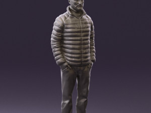 man with beard in dark blue jacket 0601 Modelo 3D