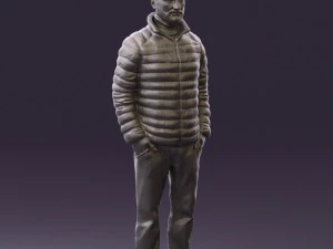 man with beard in dark blue jacket 0601 3D Model
