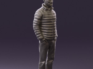 man with beard in dark blue jacket 0601 Modelo 3D