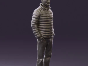 man with beard in dark blue jacket 0601 3D Model
