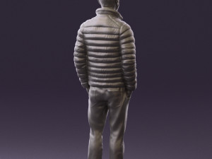 man with beard in dark blue jacket 0601 Modelo 3D