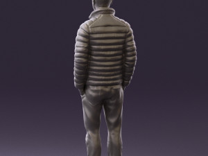man with beard in dark blue jacket 0601 Modelo 3D