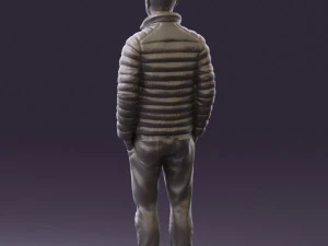man with beard in dark blue jacket 0601 3D Model