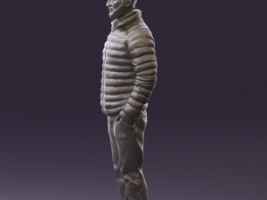 man with beard in dark blue jacket 0601 Modelo 3D