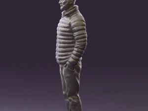 man with beard in dark blue jacket 0601 3D Model