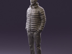 man with beard in dark blue jacket 0601 Modelo 3D