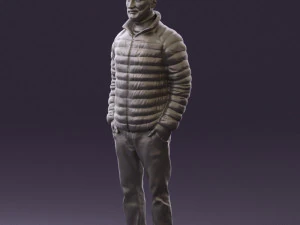 man with beard in dark blue jacket 0601 3D Model