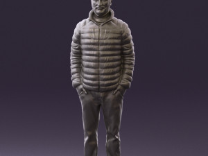 man with beard in dark blue jacket 0601 Modelo 3D