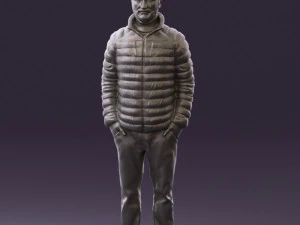 man with beard in dark blue jacket 0601 3D Model