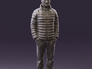 man with beard in dark blue jacket 0601 Modelo 3D