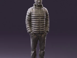 man with beard in dark blue jacket 0601 3D Model