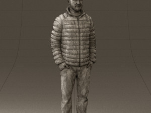 man with beard in dark blue jacket 0601 Modelo 3D