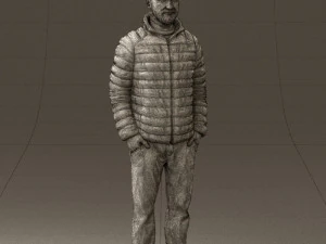 man with beard in dark blue jacket 0601 3D Model