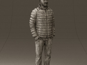 man with beard in dark blue jacket 0601 Modelo 3D