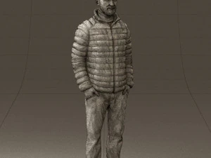 man with beard in dark blue jacket 0601 3D Model