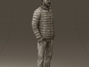man with beard in dark blue jacket 0601 Modelo 3D