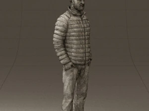 man with beard in dark blue jacket 0601 3D Model