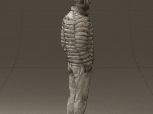 man with beard in dark blue jacket 0601 Modelo 3D