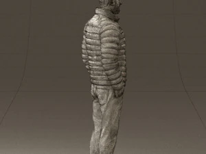 man with beard in dark blue jacket 0601 3D Model