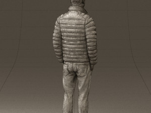 man with beard in dark blue jacket 0601 Modelo 3D