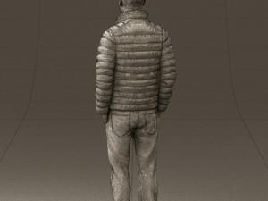 man with beard in dark blue jacket 0601 Modelo 3D