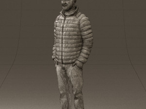 man with beard in dark blue jacket 0601 Modelo 3D