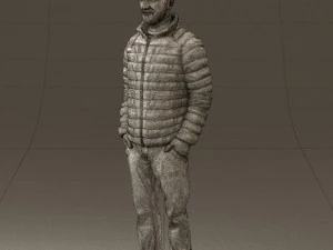 man with beard in dark blue jacket 0601 3D Model