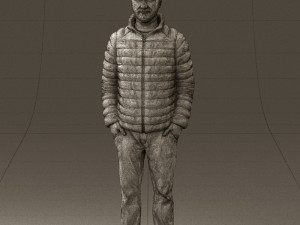 man with beard in dark blue jacket 0601 Modelo 3D
