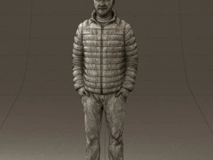 man with beard in dark blue jacket 0601 3D Model