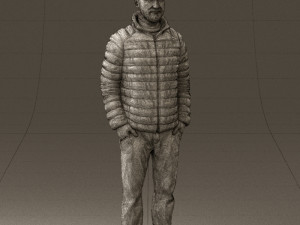man with beard in dark blue jacket 0601 Modelo 3D